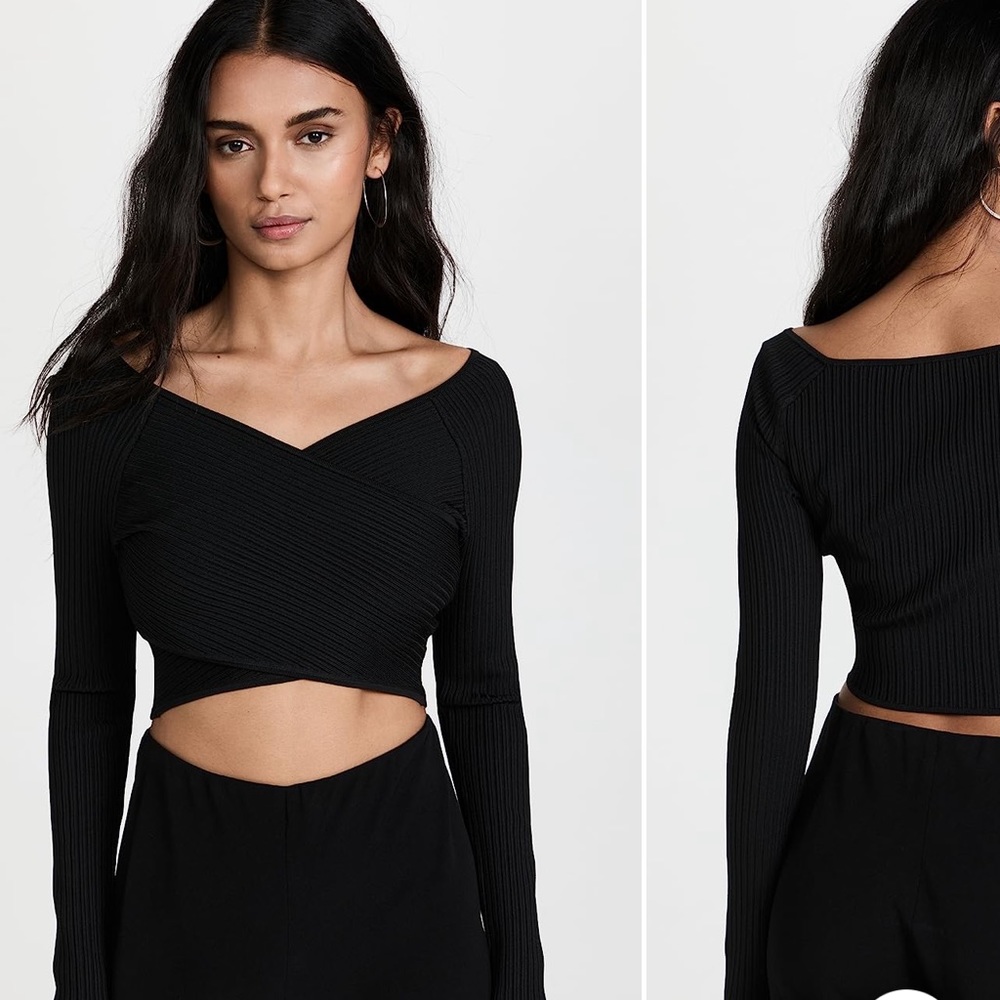 LAPOINTE SHINY CRISS CROSS OVER CROPPED TOP